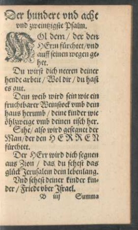 Der hundert und acht und zweintzigste Psalm.