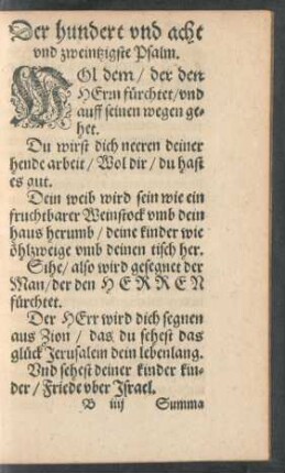Der hundert und acht und zweintzigste Psalm.
