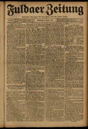 Erste Ausgabe vom Mittwoch, den 06. April 1921.