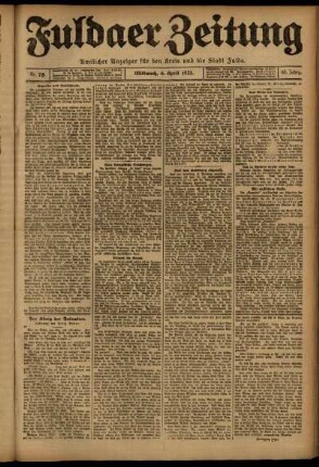 Erste Ausgabe vom Mittwoch, den 06. April 1921.
