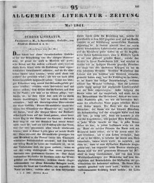 Rückert, F.: Gedichte. Frankfurt am M.: Sauerländer 1840 (Beschluss von Nr. 94)