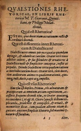 Quaestiones rhetoricae ex Cicerone, Quintiliano