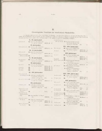 II. Chronologisches Verzeichnis der beschriebenen Handschriften.