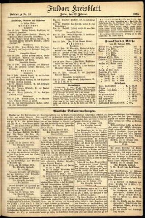 Zweite Ausgabe vom Samstag, den 22. Februar 1873.