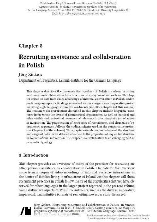 Recruiting assistance and collaboration in Polish