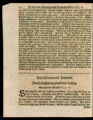 Am 8. Sontag nach Trinitatis. Vorsichtigkeit in glaubens-sachen