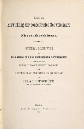 Ueber die Einwirkung der koncentrirten Schwefelsäure auf Nitroanthrachinone