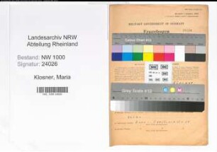 Entnazifizierung Maria Klosner, geb. 25.10.1900 ()