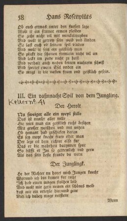 III. Ein vaßnnacht Spil von dem Jungling.