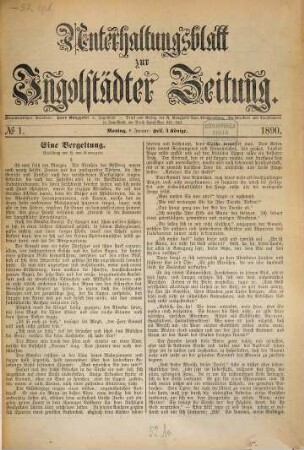 Ingolstädter Zeitung. Unterhaltungsblatt zur Ingolstädter Zeitung. 1890