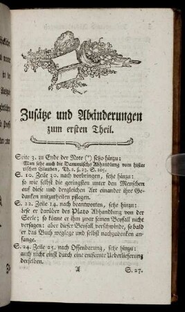 Zusätze und Abänderungen zum ersten Theil.