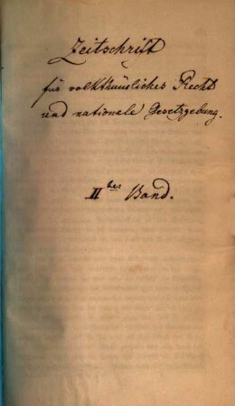 Zeitschrift für volksthümliches Recht und nationale Gesetzgebung. 2. 1844