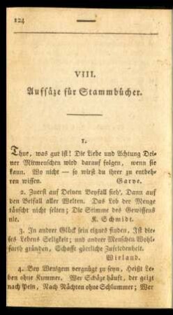 VIII. Aufsäze für Stammbücher.