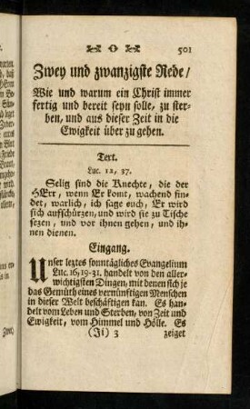 501-536, Zwey und zwanzigste Rede