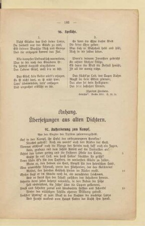 Anhang. Übersetzungen aus alten Dichtern