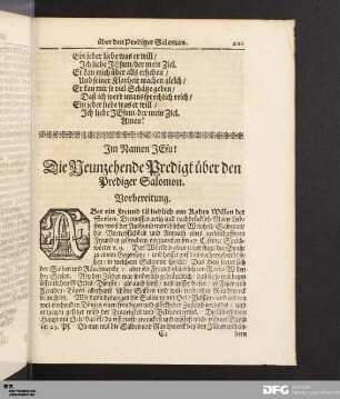 Die Neuenzehende Predigt über den Prediger Salomon.
