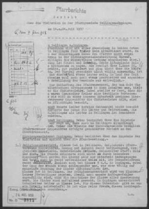 Nellingen-Oppingen: Visitationsbericht mit Pfarrbericht 1957
