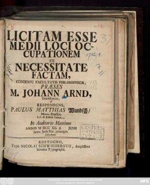 Licitam Esse Medii Loci Occupationem Ex Necessitate Factam ...
