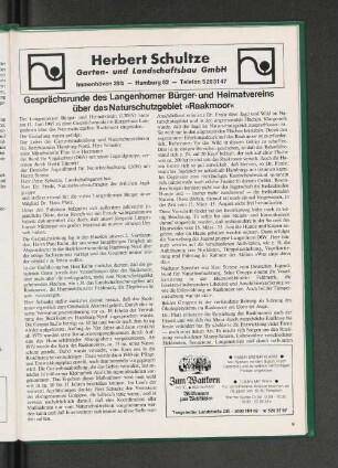 Gesprächsrunde des Langenhorner Bürger- und Heimatvereins über das Naturschutzgebiet "Raakmoor"