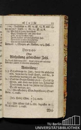 Divisio Oder Abtheilung gebrochner Zahl.