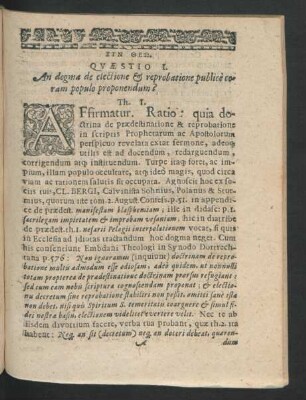 Quaestio I. An dogma de electione & reprobatione publice coram populo proponendum?