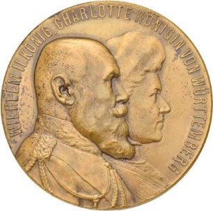 Medaille von Mayer & Wilhelm auf die Silberhochzeit von König Wilhelm II. und Königin Charlotte von Württemberg