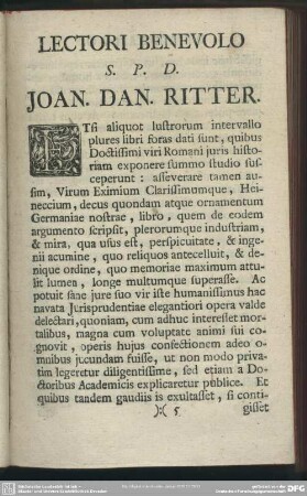 Lectori Benevolo S. P. D. Ioan. Dan. Ritter