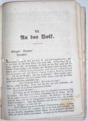 Aufruf an das preußische Volk zur Treue gegenüber dem König