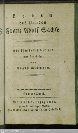 2: Leben des blinden Franz Adolf Sachse