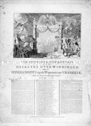 Allegorisches Blatt - Das gesegnete Jahr 1706
