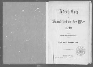Adreß-Buch für Frankfurt an der Oder. 1910