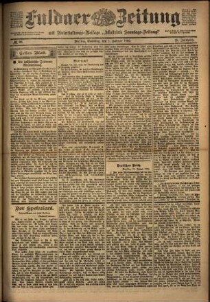 Erste Ausgabe vom Sonntag, den 02. Februar 1902.