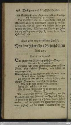 Das zwey und dreyßigste Capitel. Von den historischen Wissenschaften überhaupt