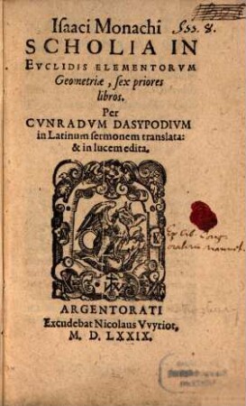Isaaci Monachi Scholia In Evclidis Elementorvm Geometriae, sex priores libros