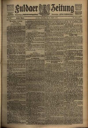 Erste Ausgabe vom Samstag, den 16. April 1910.