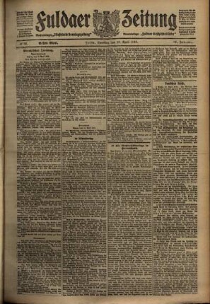 Erste Ausgabe vom Samstag, den 16. April 1910.
