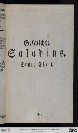 Geschichte Saladins. Erster Theil