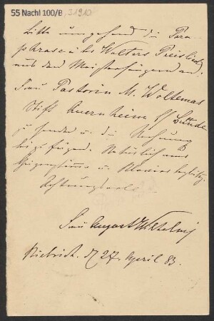 Brief an B. Schott's Söhne : 27.04.1883