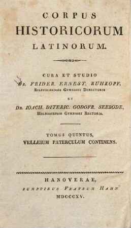 C. Velleii Paterculi Historiae Romanae libri duo