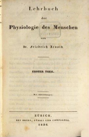 Lehrbuch der Physiologie des Menschen. 1