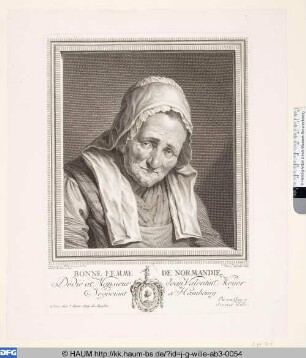 Alte Frau mit Haube