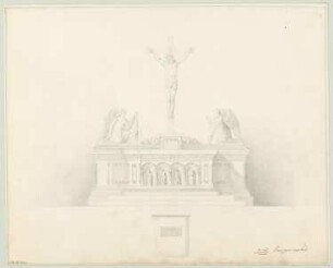 Altar Monatskonkurrenz Mai 1843: Grundrissskizze, Aufriss Vorderansicht