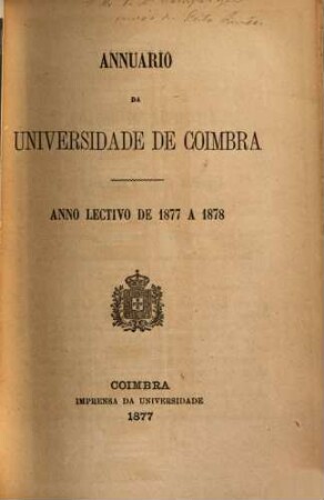 Anuário da Universidade de Coimbra : no anno lectivo ... 1877/78