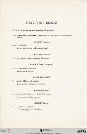 Gravures - Dessins (Nr. 1-19) avec planches I-II