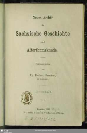 3.1882: Neues Archiv für sächsische Geschichte
