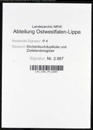 Zivilstandsregister der Munizipalität Wattenscheid (T 1814). (Gemeinde: Zivilstandsregister)