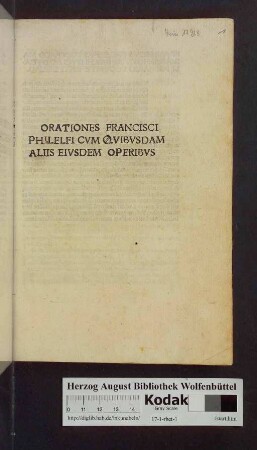 Plutarchi Cherone[n]sis Apophthegmata Laconica per Fra[n]ciscu[m] Philelfum e græco in latinu[m] traducta: Fœliciter Incipiunt ...