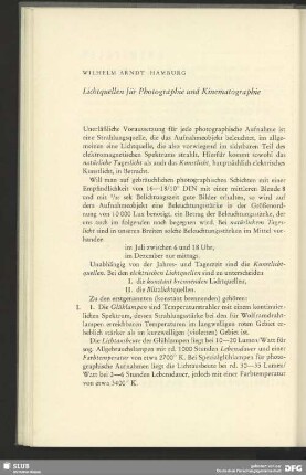 Lichtquellen für Photographie und Kinematographie