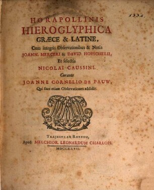 Horapollinis hieroglyphica