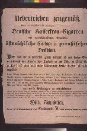 Maueranschlag: Satirische Verkaufsanzeige zur Verfassungsfrage; undatiert